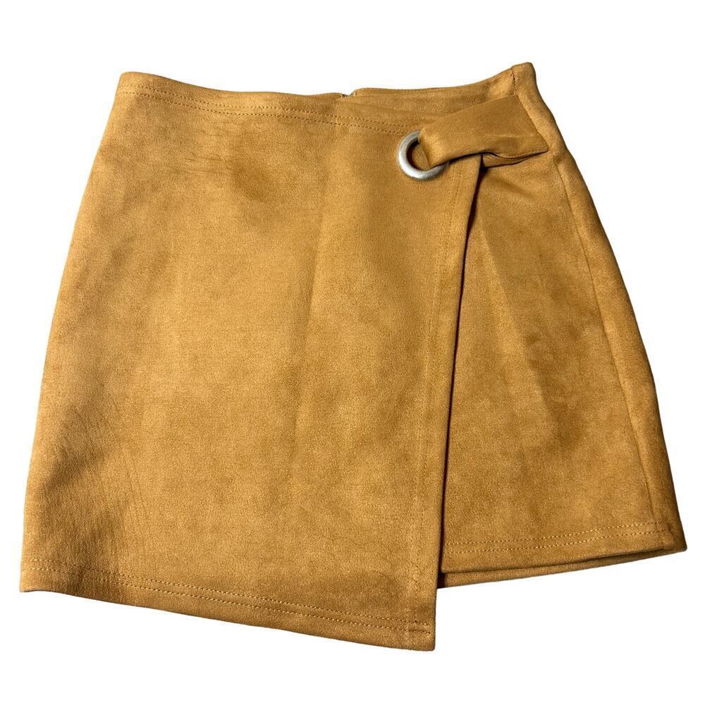 Forever 21 Skirt Womens S Tan Faux Suede Wrap Mini Skirt Casual Party